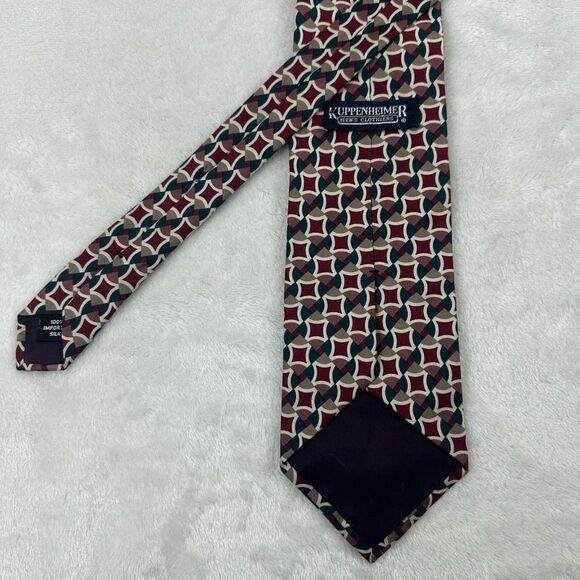 Kuppenheimer Men's Necktie Abstract Diamond Grid Pattern 100% Silk Retro Funky - Picture 3 of 6